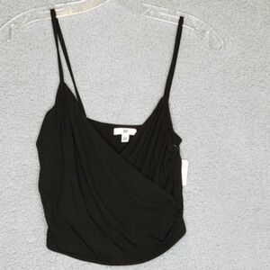 Bp Shirt Womens Faux Wrap Top Black Spaghetti Strap V Neck Stretch S New